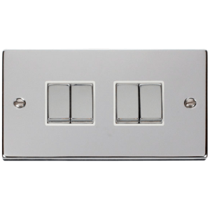 4 Gang 2 Way Plate Switch 10A Polished Chrome
