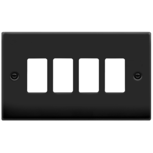 Deco 4 Gang Frontplate Matt Black