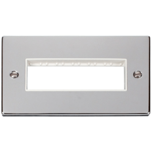 2 Gang 6 Aperture In Line Frontplate Polished Chrome