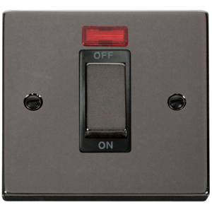 1 Gang DP c/w Neon Switch 45A Black Nickel