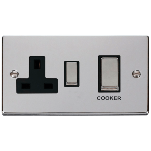 DP c/w 13A Switched Socket Switch 45A Polished Chrome