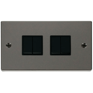 4 Gang 2 Way Plate Switch 10A Black Nickel