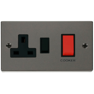 c/w 13A Socket Cooker Control Unit 45A Black Nickel