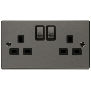Ingot 2 Gang DP Switched Socket 13A Black Nickel