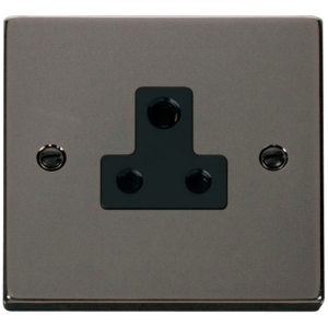 1 Gang Unswitched Round Pin Socket 5A Black Nickel