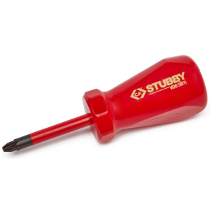 Stubby Slim Pozi VDE Screwdriver PZ2x46mm Chrome Vanadium Steel