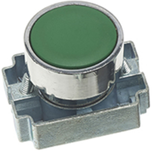 Flush c/w Mounting Collar IP65 Pushbutton 22.5mm Green Metal