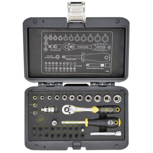 1/4in Sure Drive 36 Piece Socket Set Chrome Vanadium/Satin Chrome