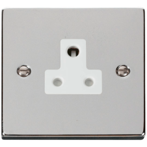 1 Gang Unswitched Round Pin Socket 5A Polished Chrome