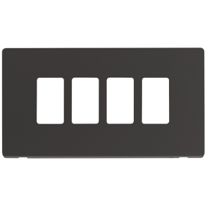 Definity 4 Gang Frontplate Metal Black