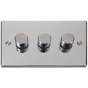 3 Gang 2 Way Dimmer Switch 3x400W Polished Chrome