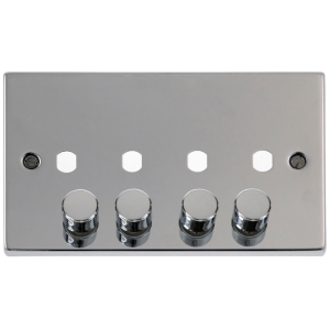 4 Gang Double Dimmer c/w Knob Plate Polished Chrome