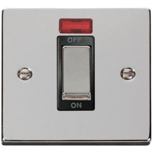 1 Gang DP c/w Neon Switch 45A Polished Chrome