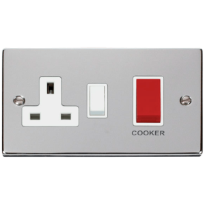 c/w 13A Socket Cooker Control Unit 45A Polished Chrome
