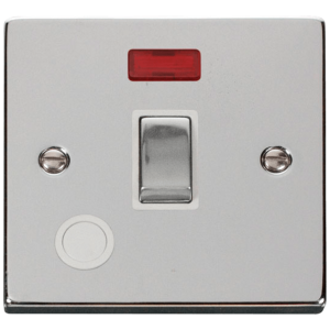 Ingot DP c/w Flex Outlet & Neon Switch 20A Polished Chrome