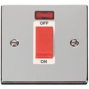 1 Gang c/w Neon Cooker Control Switch 45A Polished Chrome