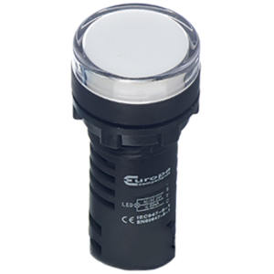 LED IP65 Pilot Light 230V 22.5mm White Plastic