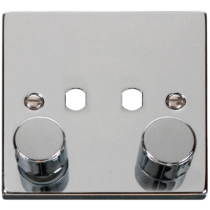 2 Gang Single Dimmer c/w Knob Plate Polished Chrome