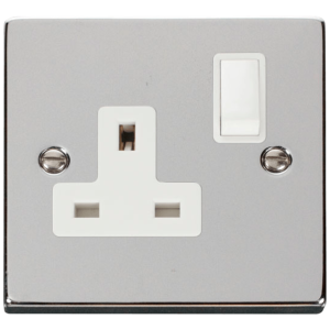 1 Gang DP Switched Socket 13A Polished Chrome
