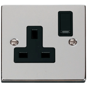 1 Gang DP Switched Socket 13A Polished Chrome