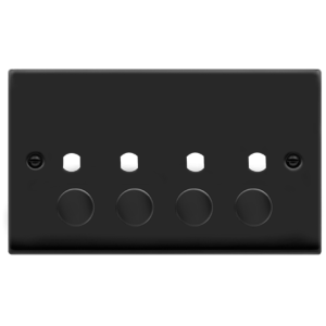 2 Gang Dimmer & Knob 3 Modules Frontplate Matt Black